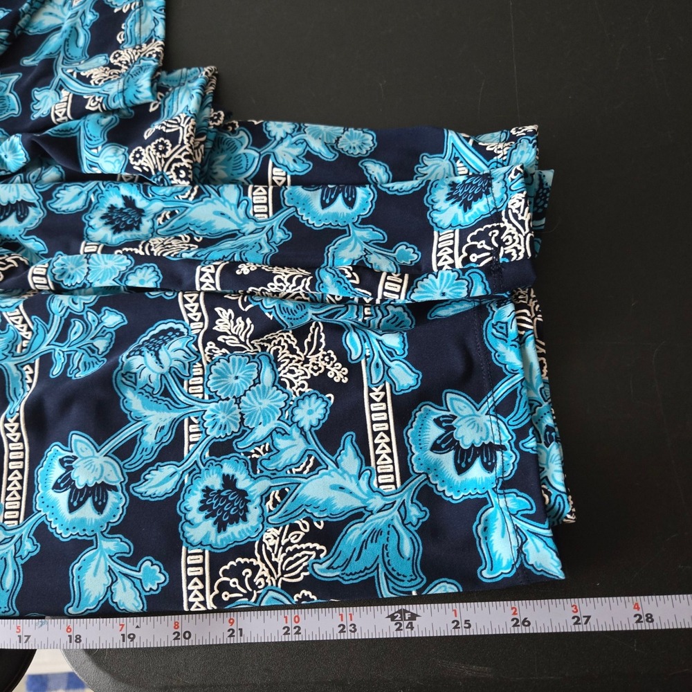 Ruby Rd Blue Floral Top Plus 1X Boho Stretch Coastal Tropical Casual Bright - Picture 6 of 7
